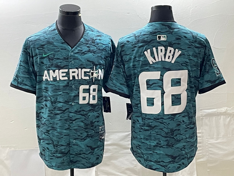 Men's Seattle Mariners #68 George Kirby Teal 2023 All-star Cool Base With Patch Stitched Baseball Jersey Men's Seattle Mariners #68 George Kirby Teal 2023 All-star Cool Base With Patch Stitched Baseball Jersey